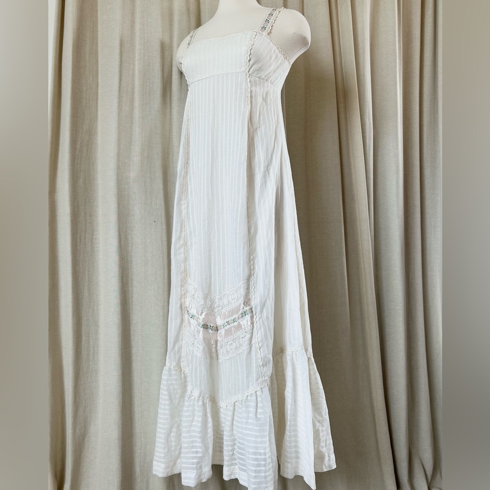 Maxi slip dress with crochet and tiered skirt vintage